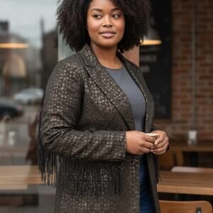 Elegant Black Fringe Women's Blazer